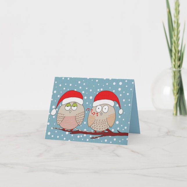 Carte de Noël personnalisée - Chouette sifflante (Devant)