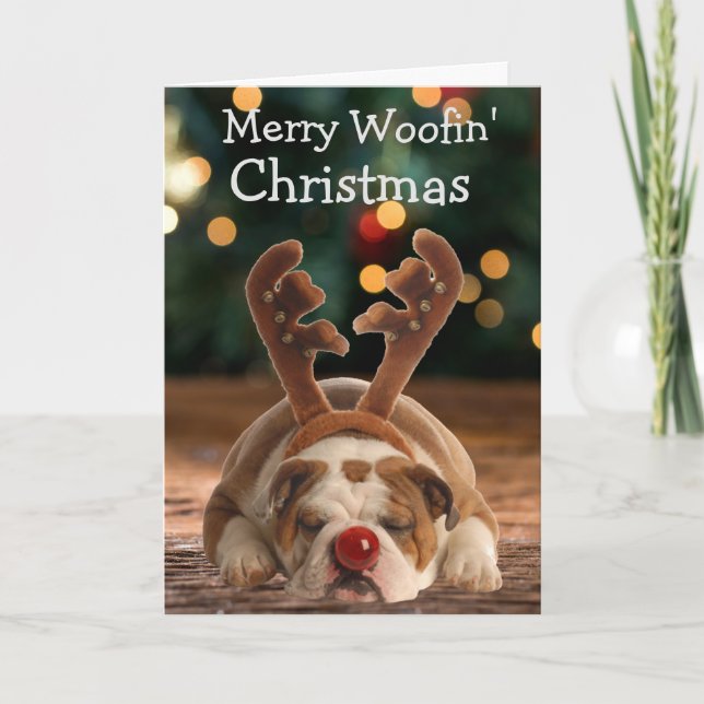 Carte de Noël personnalisée de votre Bulldog (Devant)