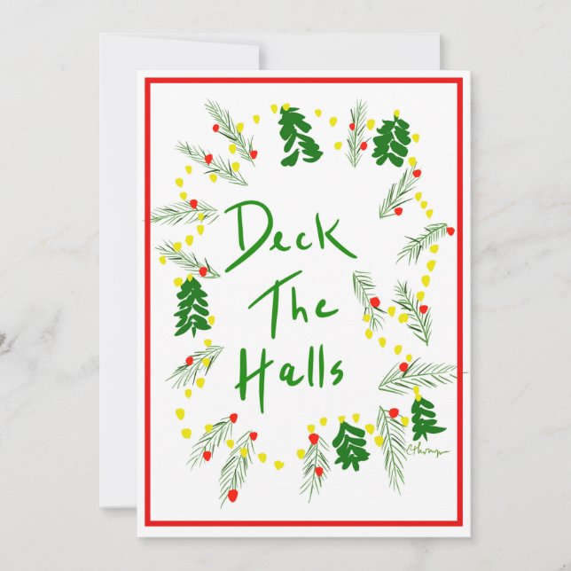 Carte de Noël personnalisée Deck des Halls (Devant)