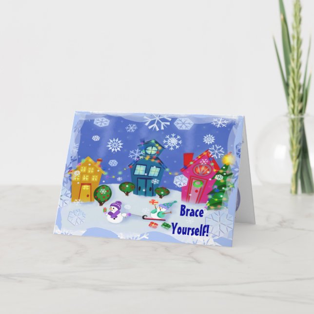 Carte de Noël personnalisée Funny Winter Scène (Devant)