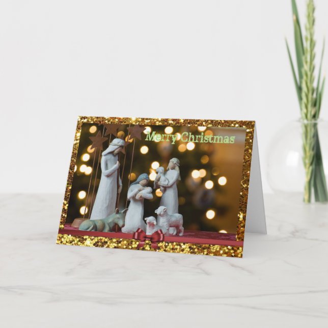 Carte de Noël personnalisée Jésus et les bergers (Devant)