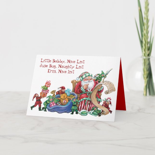 Carte de Noël personnalisée Naughty Nice List pour (Devant)