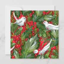 Carte de Noël personnalisée Oiseaux plats