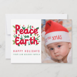 Carte de Noël PERSONNALISÉE PEACE ON EARTH