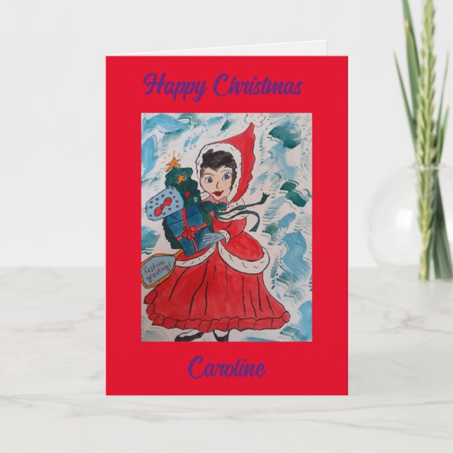 Carte de Noël personnalisée père Noël Helper (Devant)