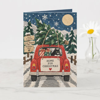 Carte de Noël personnalisée pour chat rentrant à l
