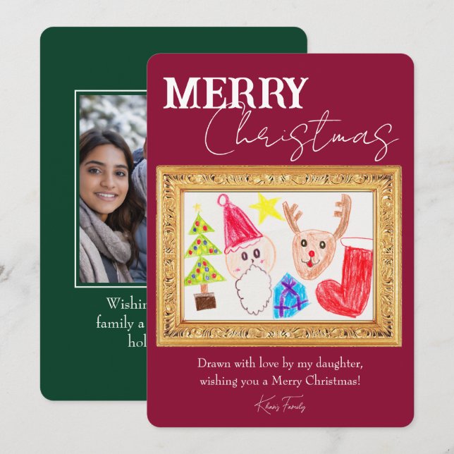 Carte de Noël personnalisée pour enfants avec phot (Devant / Derrière)