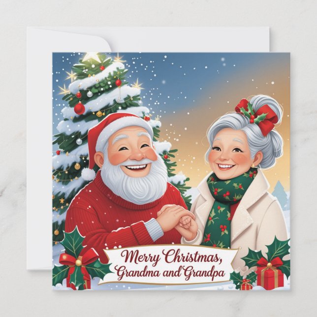 Carte de Noël personnalisée pour grands-parents. (Devant)