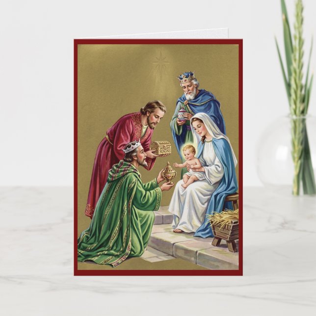 Carte de Noël personnalisée religieuse vintage (Devant)
