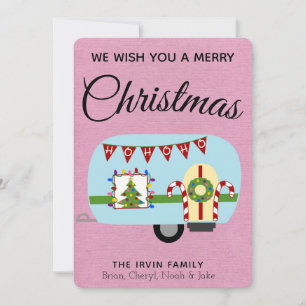 Carte de Noël personnalisée Retro Holiday Camper