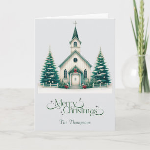 Carte de Noël personnalisée scène d'église
