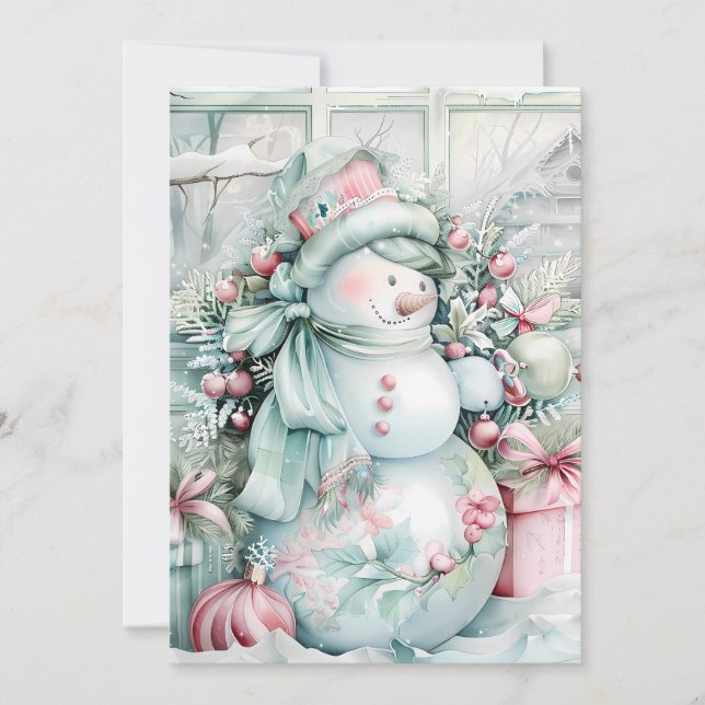 Carte de Noël personnalisée sur le thème du bonhom (Devant)