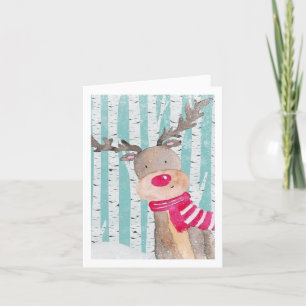 Carte de Noël Personnaliser - Red Noise Reindeer