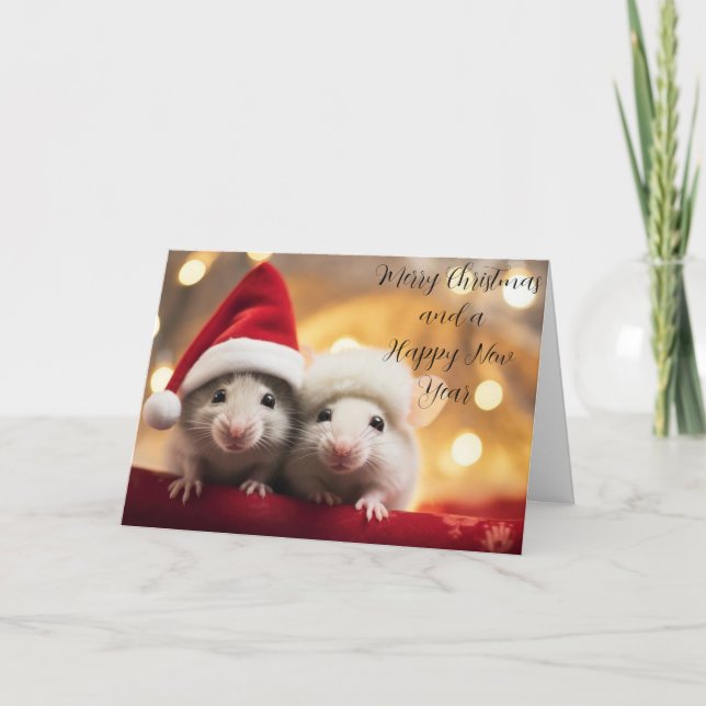 Carte de Noël Personnaliser - souris (Devant)