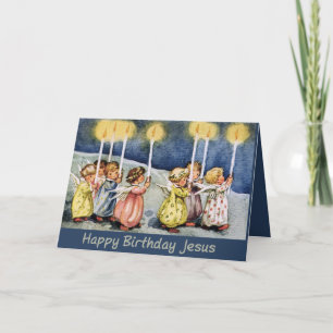 Carte de Noël - Petits anges avec bougies