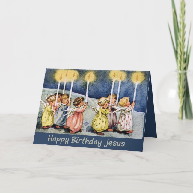 Carte de Noël - Petits anges avec bougies (Devant)