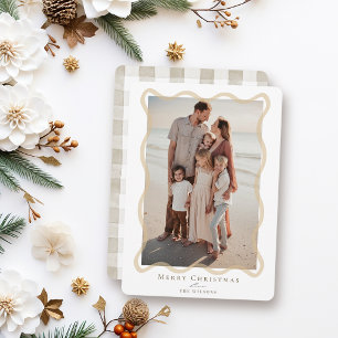 Carte de Noël photo à cadre ondulé beige