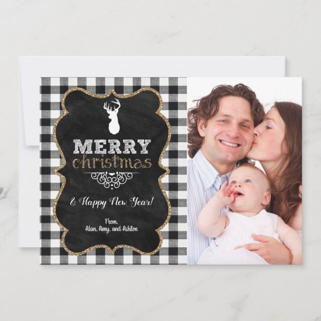 Carte de Noël photo à carreaux de Buffalo (Devant)