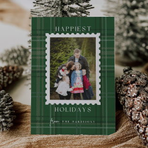 Carte de Noël photo à carreaux tartan pour les fêt