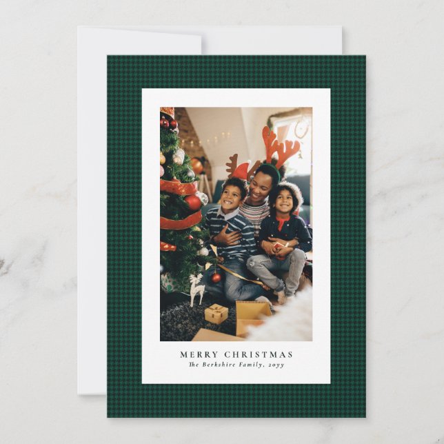 Carte de Noël photo à motif pied de poule (Devant)