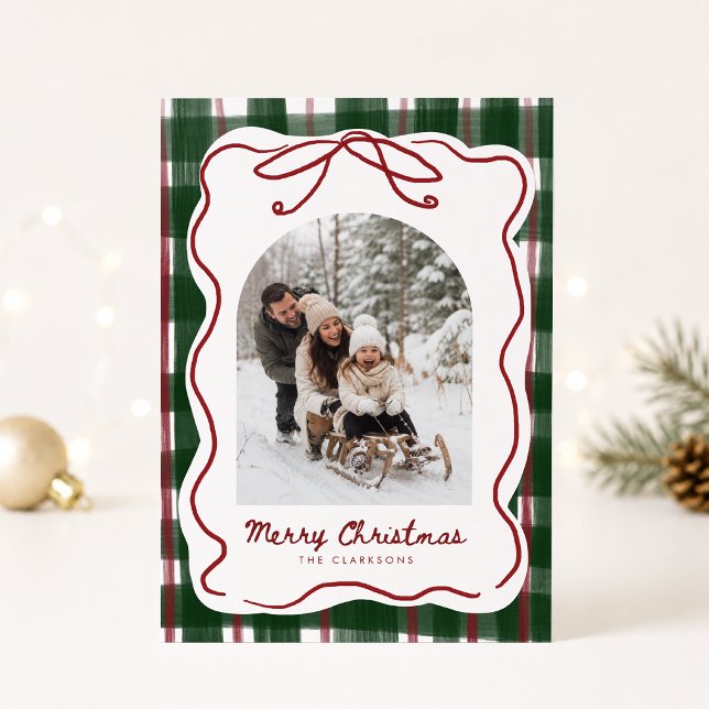 Carte de Noël photo avec cadre à nœud fantaisiste (Créateur téléchargé)