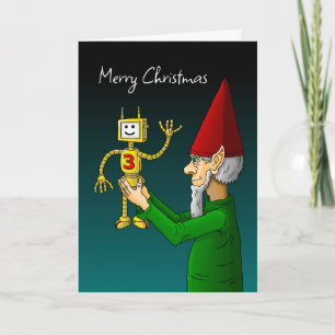 Carte de Noël photo avec elfe et robot