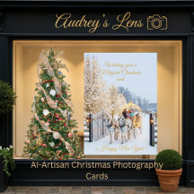 Carte de Noël photo avec promenade en calèche magi
