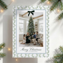 Carte de Noël photo avec ruban vert grandmillennia