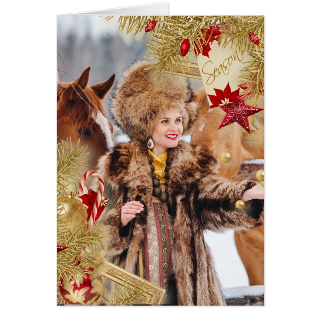 Carte de Noël photo avec superposition À feuillage (Devant)