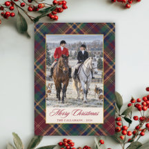 Carte de Noël photo classique tartan plaid chasse