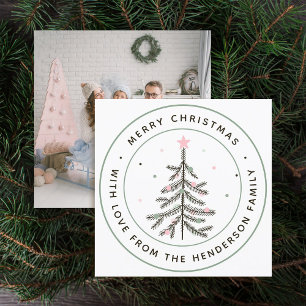 Carte de Noël photo d'arbre de Noël pastel mignon 