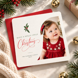Carte de Noël Photo de bébé Joyeux Noël en rouge s