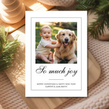 Carte de Noël photo de chien bébé Tellement de Joi