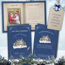Carte de Noël photo de conte de fées Bleu Hiver
