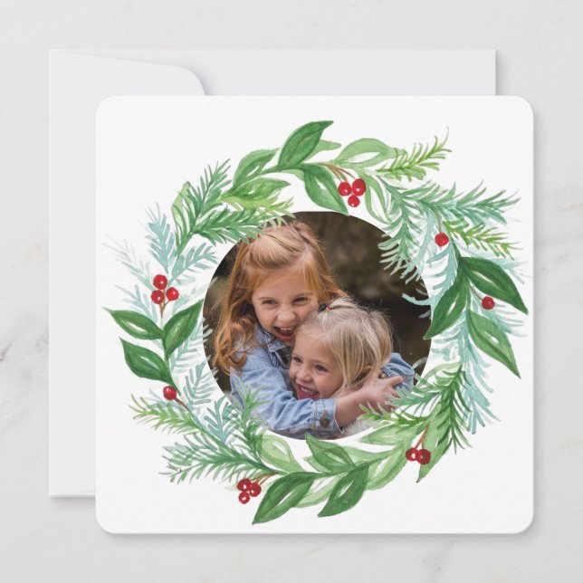 Carte de Noël photo de couronne de fête de Waterco (Devant)
