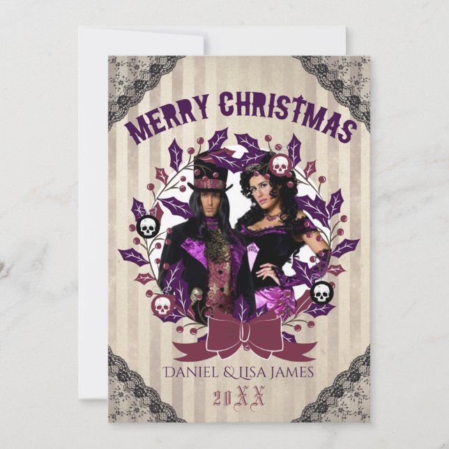 Carte de Noël photo de couronne gothique (Devant)