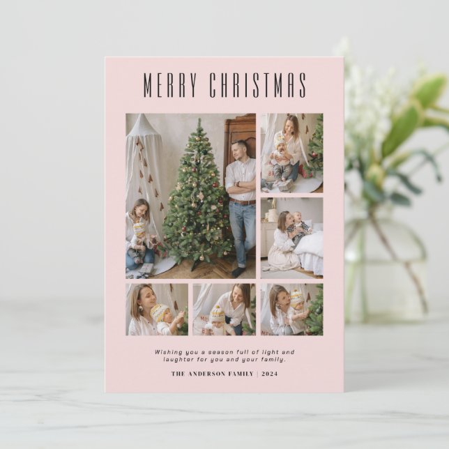 Carte de Noël Photo de Famille Rose 6 (Debout devant)