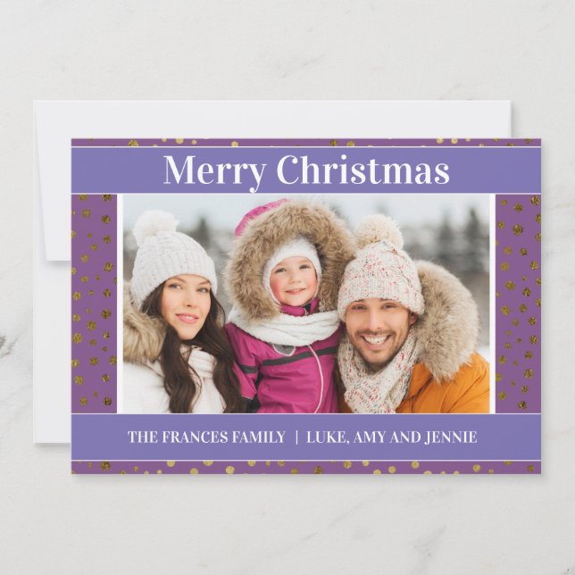 Carte de Noël photo de Flèche de neige violette Go (Devant)