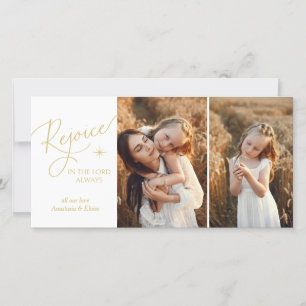 Carte de Noël photo de Noël Rejoice Script