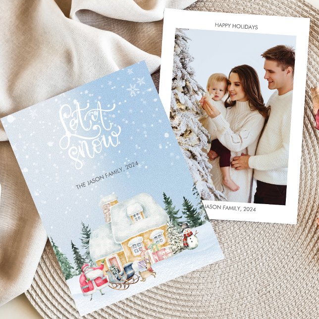 Carte de Noël photo de Père Noël mignon sous la ne (Créateur téléchargé)