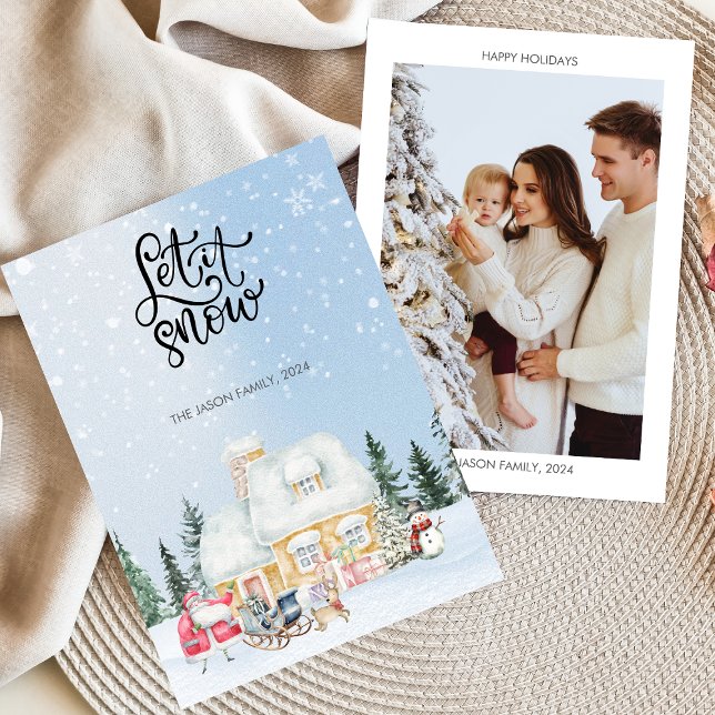 Carte de Noël photo de Père Noël mignon sous la ne (Créateur téléchargé)