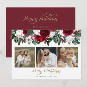 Carte de Noël photo de pin floral de Bourgogne