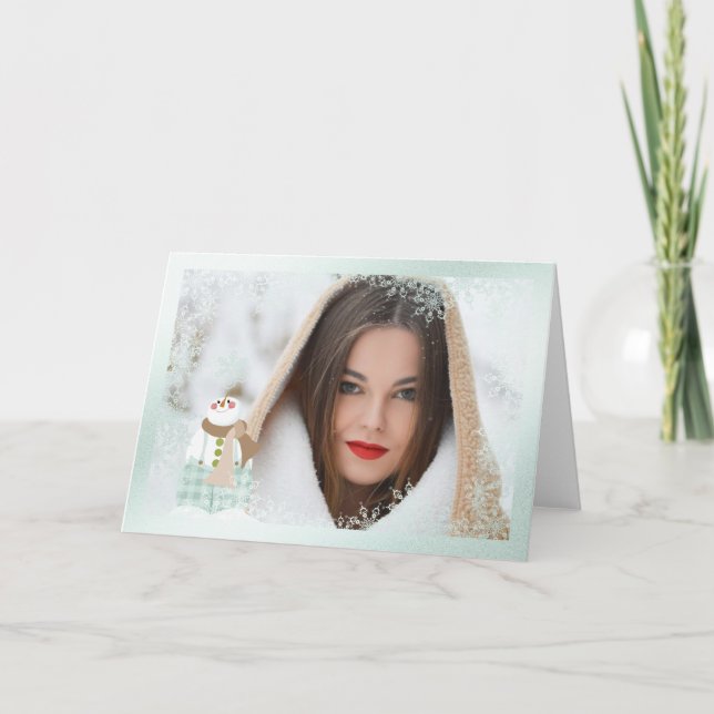 Carte de Noël photo de superposition de snowflake  (Devant)