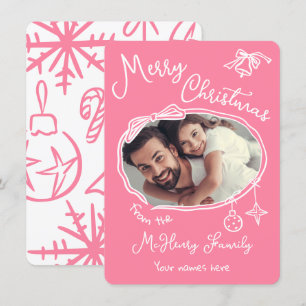 Carte de Noël photo Doodle à main vive