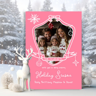 Carte de Noël photo Doodle de poitrine tirée à la