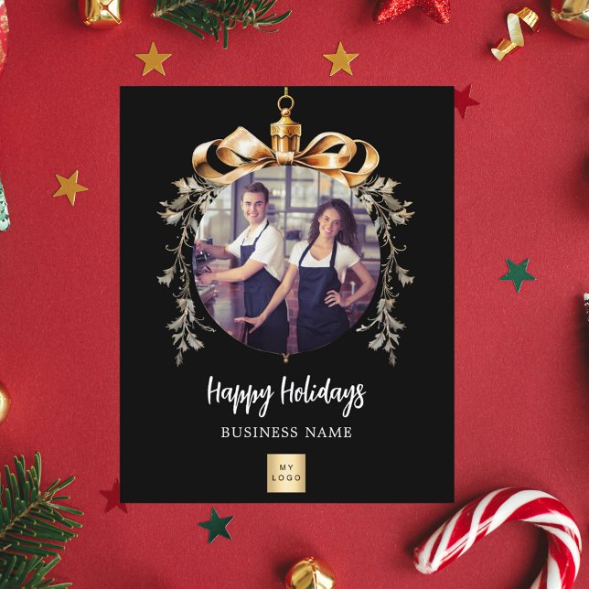 Carte de Noël photo entreprise de breloque d'or no (Créateur téléchargé)