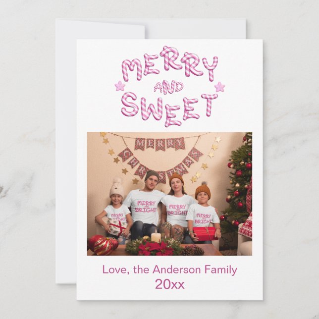 Carte de Noël photo festive Joyeuse et Lumineuse (Devant)