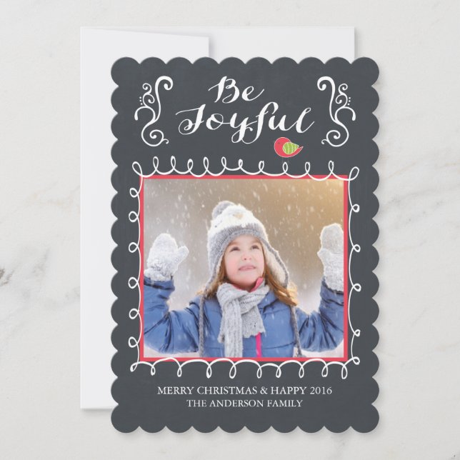 Carte de Noël photo festive Joyeux Tableau Noir (Devant)