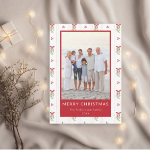 Carte de Noël photo Grandmillennial au noeud de gu