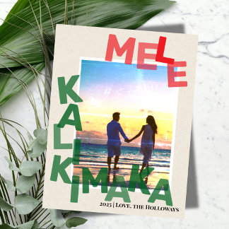 Carte de Noël photo hawaïenne Mele Kalikimaka